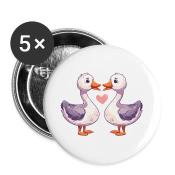 Goose Couple Love Couple In Love - Buttons large 2.2''/56 mm (5-pack) - white - Front