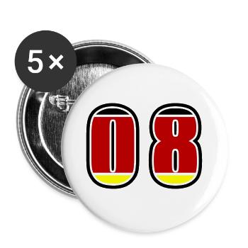 8 Nummer Deutschland Trikot - Buttons groß 56 mm (5er Pack) - Weiß - Vorne
