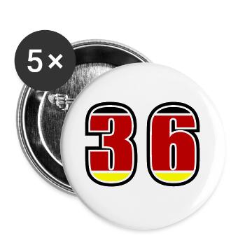 36 Nummer Deutschland Trikot - Buttons groß 56 mm (5er Pack) - Weiß - Vorne