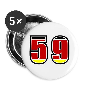 59 Nummer Deutschland Trikot - Buttons groß 56 mm (5er Pack) - Weiß - Vorne