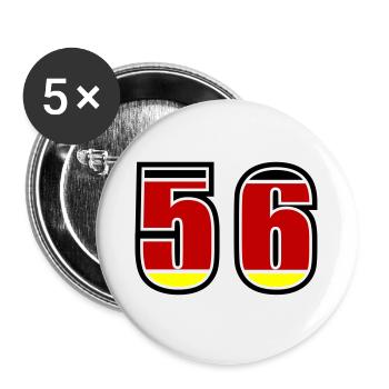 56 Nummer Deutschland Trikot - Buttons groß 56 mm (5er Pack) - Weiß - Vorne