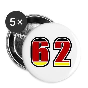 62 Nummer Deutschland Trikot - Buttons groß 56 mm (5er Pack) - Weiß - Vorne