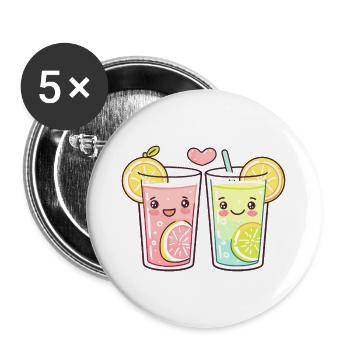 Limonade Couple Amour Boisson Coeur Drôle - Lot de 5 grands badges (56 mm) - blanc - Devant