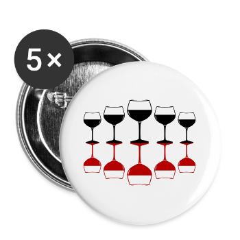 Verre à vin rouge symbole de vin - Lot de 5 grands badges (56 mm) - blanc - Devant