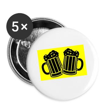 Bier Symbol Saufen - Buttons groß 56 mm (5er Pack) - Weiß - Vorne