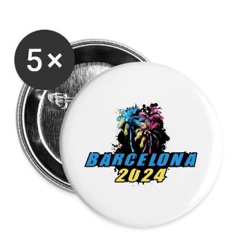 Barcelona 2024 Holiday Palm Trees Colorful - Buttons large 2.2''/56 mm (5-pack) - white - Front