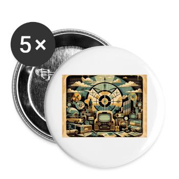 Retro Fallout - Buttons large 2.2''/56 mm (5-pack) - white - Front