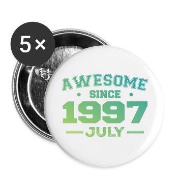 Juillet 1997 Fête Anniversaire Juillet 1997 Rétro - Lot de 5 grands badges (56 mm) - blanc - Devant