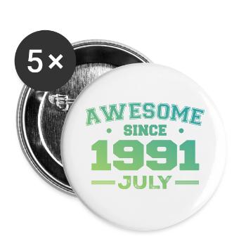Juillet 1991 Fête Anniversaire Juillet 1991 Rétro - Lot de 5 grands badges (56 mm) - blanc - Devant