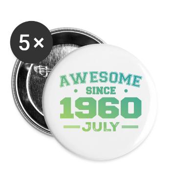 July 1960 Birthday Party July 1960 Retro - Buttons large 2.2''/56 mm (5-pack) - white - Front