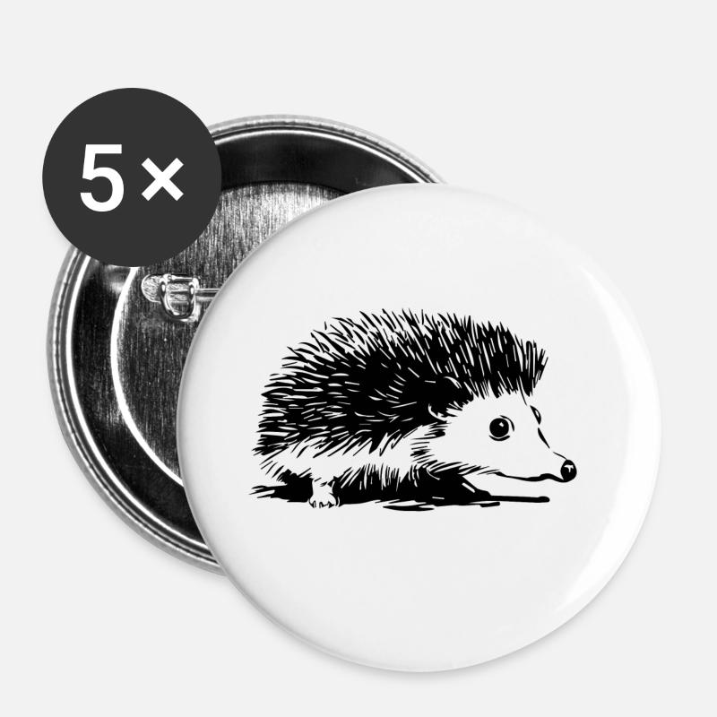 Igel - Buttons groß 56 mm (5er Pack) - Weiß