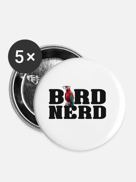 Bird Nerd - Buttons groß 56 mm (5er Pack) - Weiß