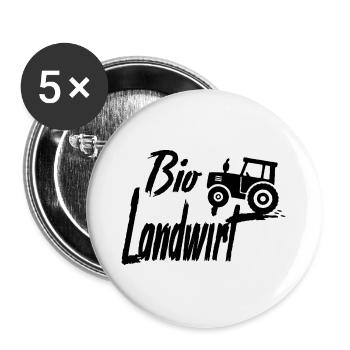 Bio Landwirt mit Traktor - Buttons groß 56 mm (5er Pack) - Weiß - Vorne