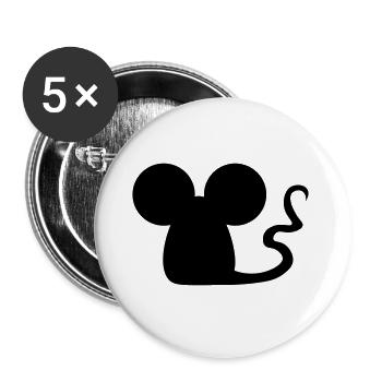Mäuschen / Maus / little mouse / petite souris - Buttons groß 56 mm (5er Pack) - Weiß - Vorne