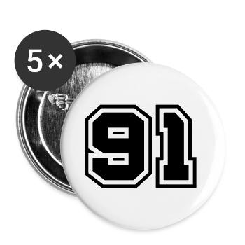 91 Number Symbol - Buttons large 2.2''/56 mm (5-pack) - white - Front