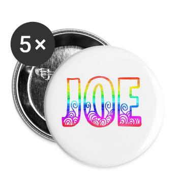 joe rs arc-en-ciel - Lot de 5 grands badges (56 mm) - blanc - Devant