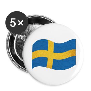 Die Flagge von Schweden Sverige - Buttons groß 56 mm (5er Pack) - Weiß - Vorne