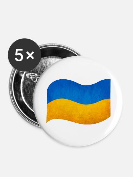 The flag of Ukraine - Buttons groß 56 mm (5er Pack) - Weiß
