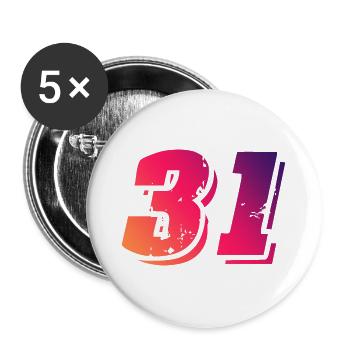 31 Number Symbol - Buttons large 2.2''/56 mm (5-pack) - white - Front