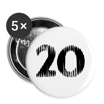 20 Zahl Trikot - Buttons groß 56 mm (5er Pack) - Weiß - Vorne