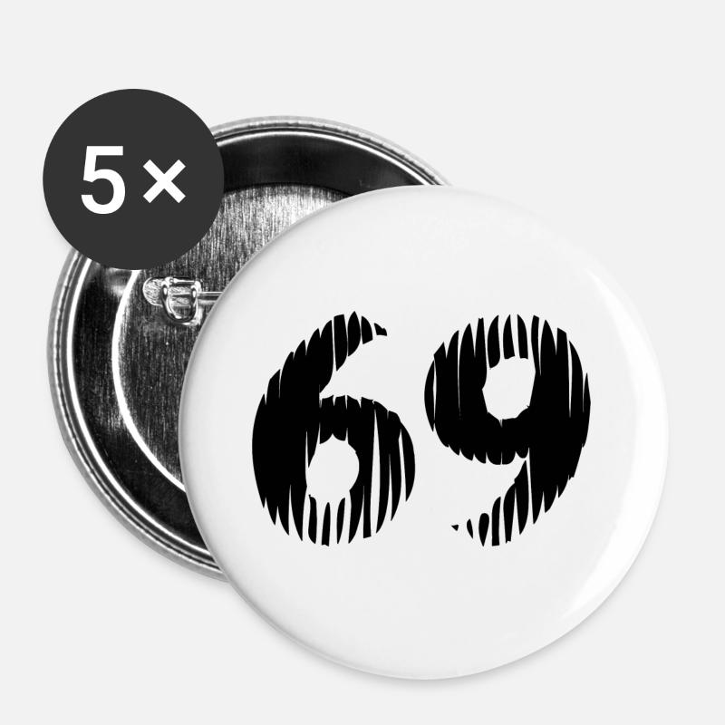 69 number jersey - Buttons large 2.2''/56 mm (5-pack) - white