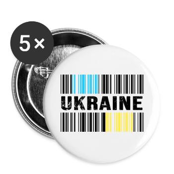 UKRAINE barcode-ukraine slava ukraini - Buttons groß 56 mm (5er Pack) - Weiß - Vorne
