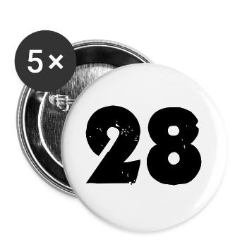 28 Zahl - Buttons groß 56 mm (5er Pack) - Weiß - Vorne