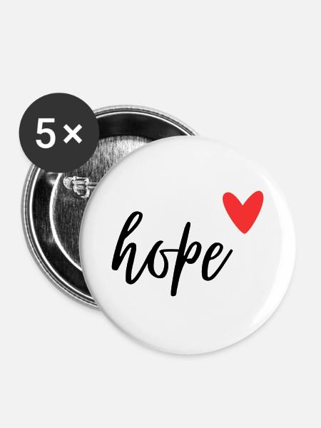 Liebe, Hoffnung - Buttons groß 56 mm (5er Pack) - Weiß