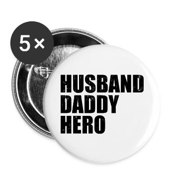 Ehemann Daddy Hero - Buttons groß 56 mm (5er Pack) - Weiß - Vorne