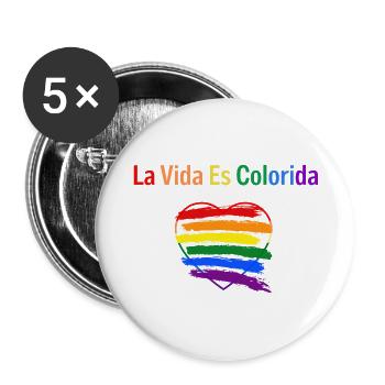 La Vida es colorida - Buttons groß 56 mm (5er Pack) - Weiß - Vorne