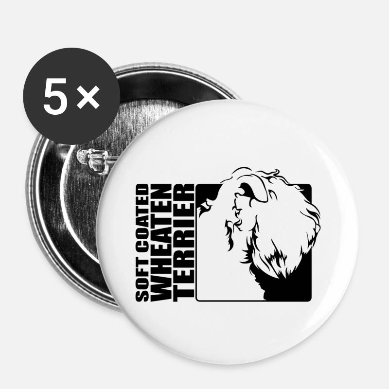 Soft Coated Wheaten Terrier Profile Dogs Wilsigns - Buttons large 2.2''/56 mm (5-pack) - white