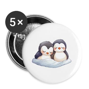 Penguins Sleeping Sleep Shirt Pajamas Cute Animal - Buttons large 2.2''/56 mm (5-pack) - white - Front