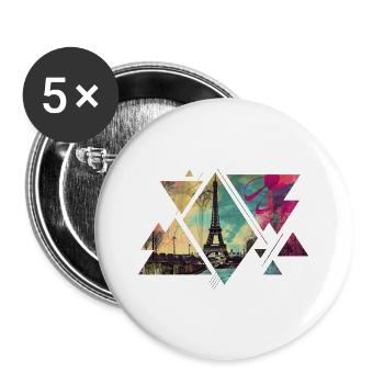 Paris Frankreich Stadt Skyline Eiffelturm Dreieck - Buttons groß 56 mm (5er Pack) - Weiß - Vorne