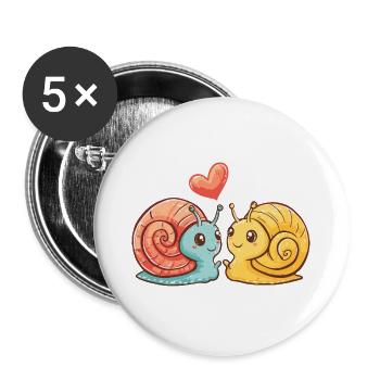 Couple d’escargots amoureux Animal Saint-Valentin - Lot de 5 grands badges (56 mm) - blanc - Devant