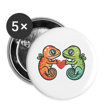Couple Caméléon Amour Couple Amoureux - Lot de 5 grands badges (56 mm) - blanc - Devant