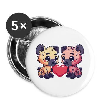 Hyäne Paar Liebe Couple Verliebt - Buttons groß 56 mm (5er Pack) - Weiß - Vorne