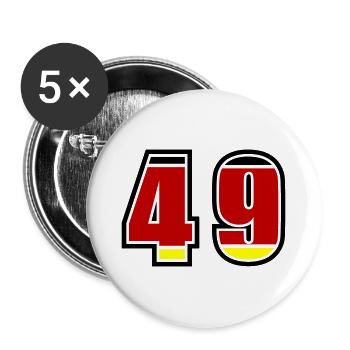 49 Nummer Deutschland Trikot - Buttons groß 56 mm (5er Pack) - Weiß - Vorne