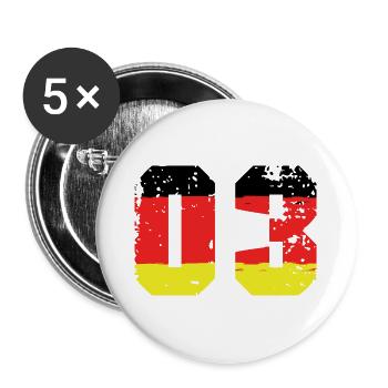 3 Number Germany Jersey - Buttons large 2.2''/56 mm (5-pack) - white - Front