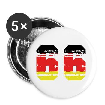 66 Zahl Deutschland Trikot - Buttons groß 56 mm (5er Pack) - Weiß - Vorne