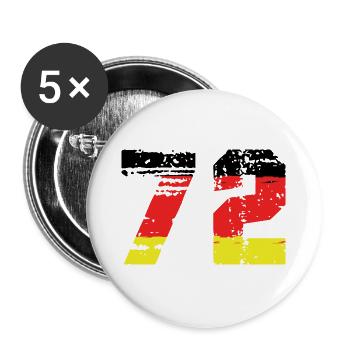 72 Zahl Deutschland Trikot - Buttons groß 56 mm (5er Pack) - Weiß - Vorne