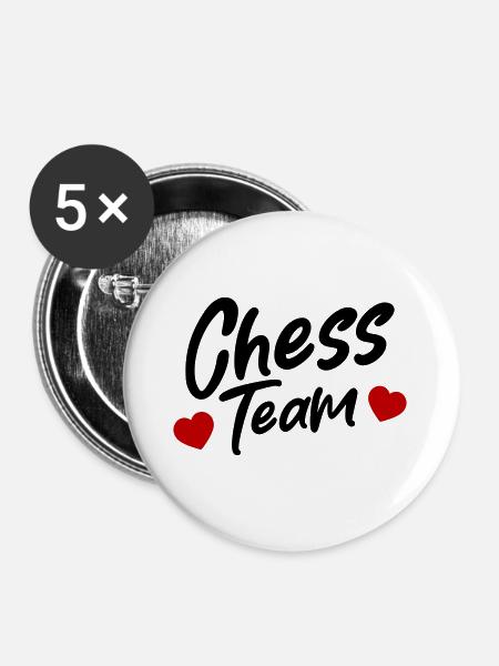 Chess Team - Buttons groß 56 mm (5er Pack) - Weiß