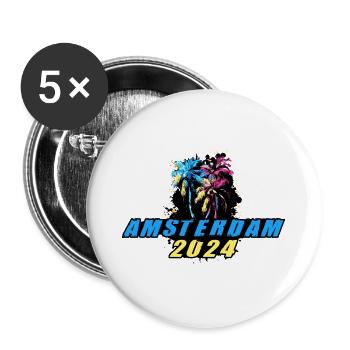 Amsterdam 2024 Vacances Palmiers Colorés - Lot de 5 grands badges (56 mm) - blanc - Devant