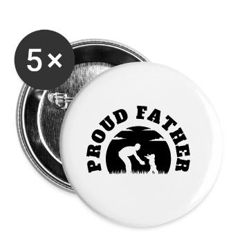 Proud Father Kid Boy Black - Buttons large 2.2''/56 mm (5-pack) - white - Front