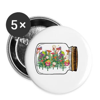 Wald Pilze Pilz Natur Naturliebhaber Oktober - Buttons groß 56 mm (5er Pack) - Weiß - Vorne