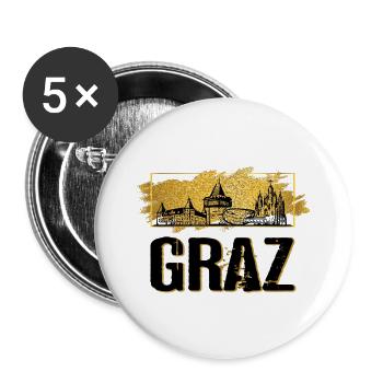 Graz Austria Skyline City Gold Home Love - Buttons large 2.2''/56 mm (5-pack) - white - Front