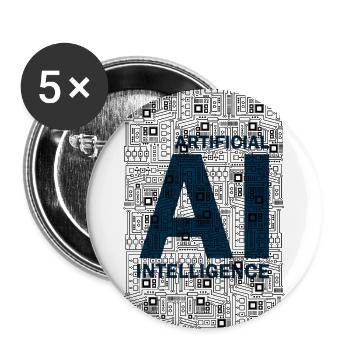 AI - Artificial intelligence - KI - Buttons groß 56 mm (5er Pack) - Weiß - Vorne