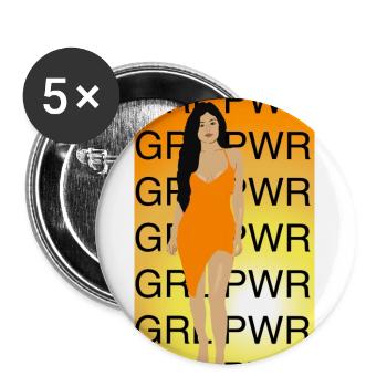 GRL PWR - Buttons groß 56 mm (5er Pack) - Weiß - Vorne