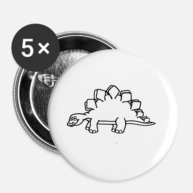 Dinosaurs, Stegosaurus - Buttons large 2.2''/56 mm (5-pack) - white