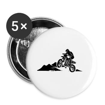 Motorbike motorcyclist - Buttons large 2.2''/56 mm (5-pack) - white - Front