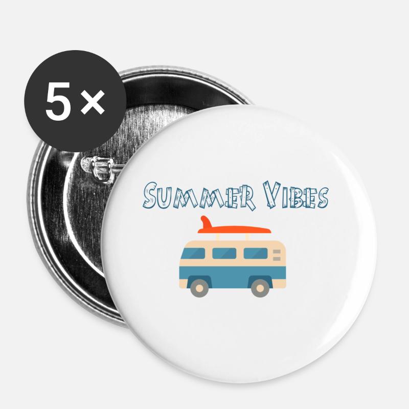 bus summer vibes - Buttons groß 56 mm (5er Pack) - Weiß